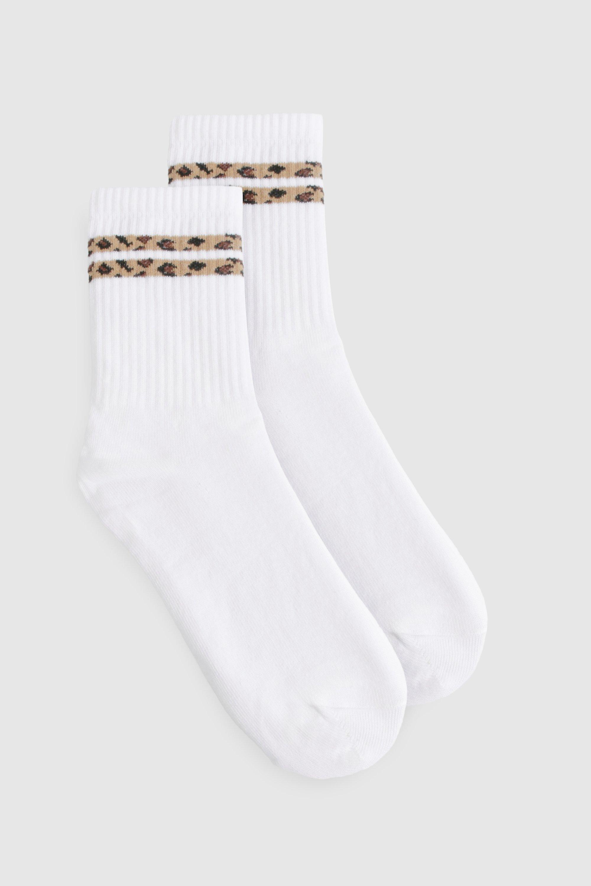 Chaussettes à rayures et imprimé léopard