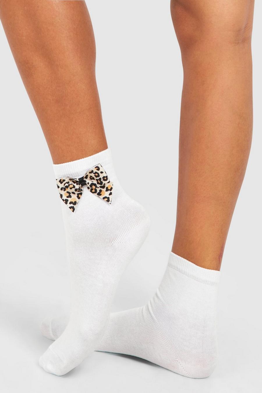 Leopard Print Bow Detail Sock image number 1