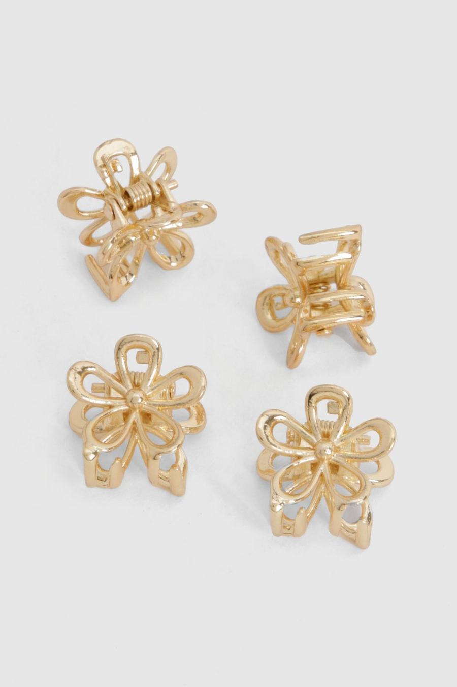 Gold Mini Metal Flower Hair Clips  image number 1
