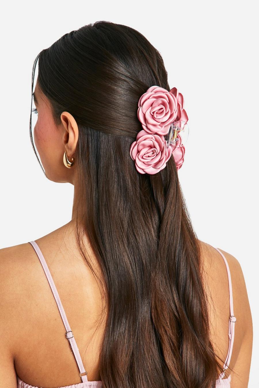 Pink Double Flower Claw Clip  image number 1