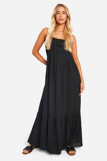 Bead Embellished Smock Maxi Dress black