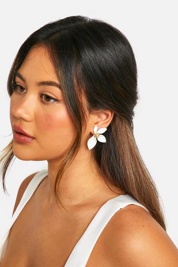 Statement Floral Earrings white