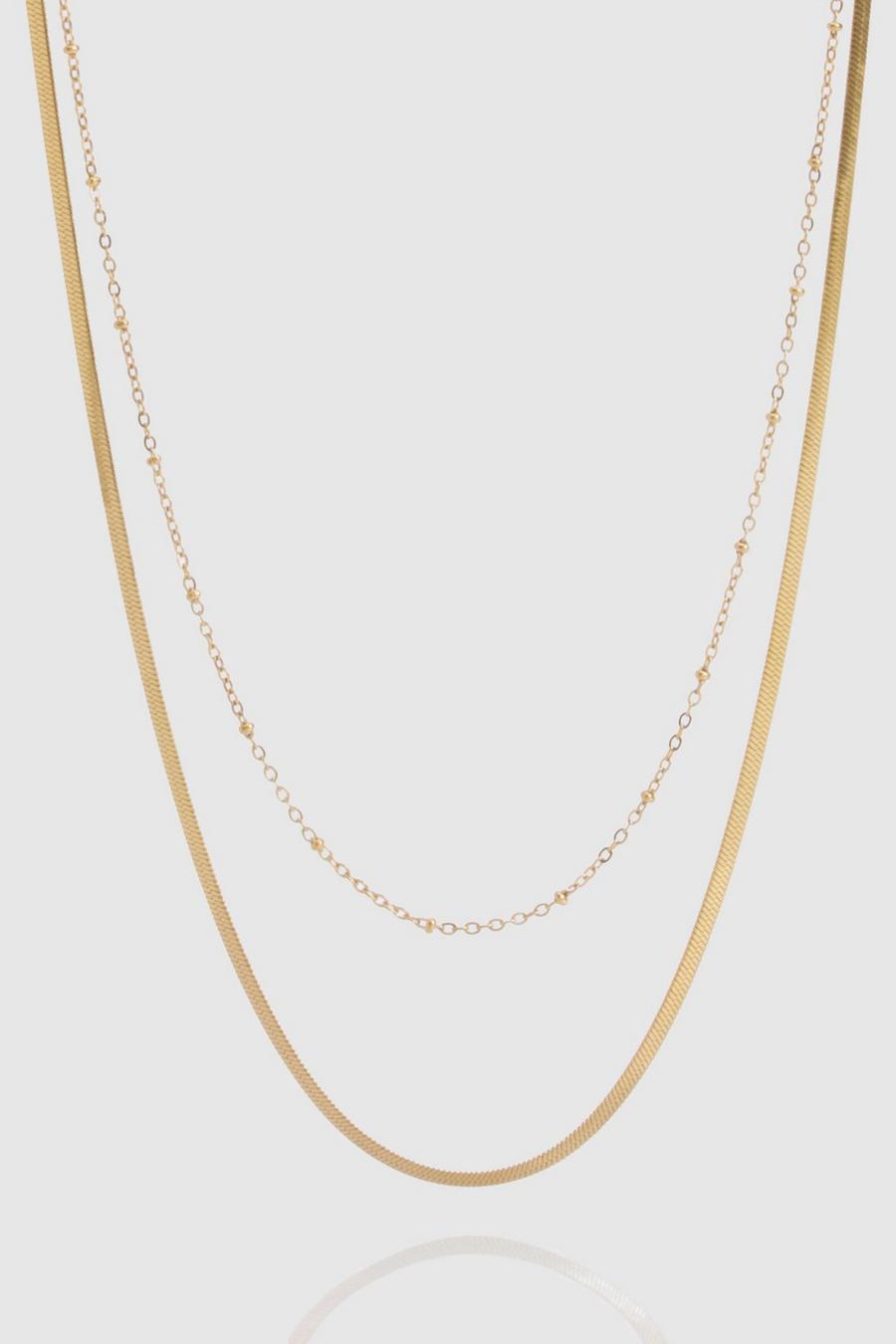 Gold Stainless Steel Layered Necklace 