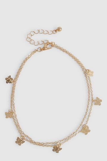 Gold Metallic Scattered Butterfly Anklet