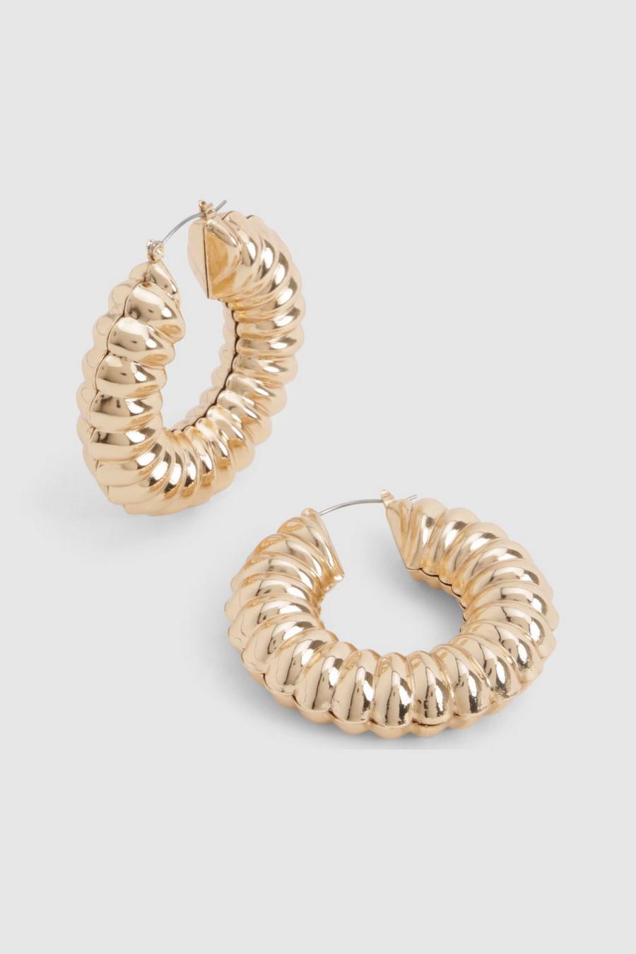 Gold Spiral Hoop Earrings image number 1