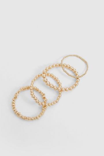 Gouden Stapel Armbanden Met Kraaltjes (4 Stuks) gold