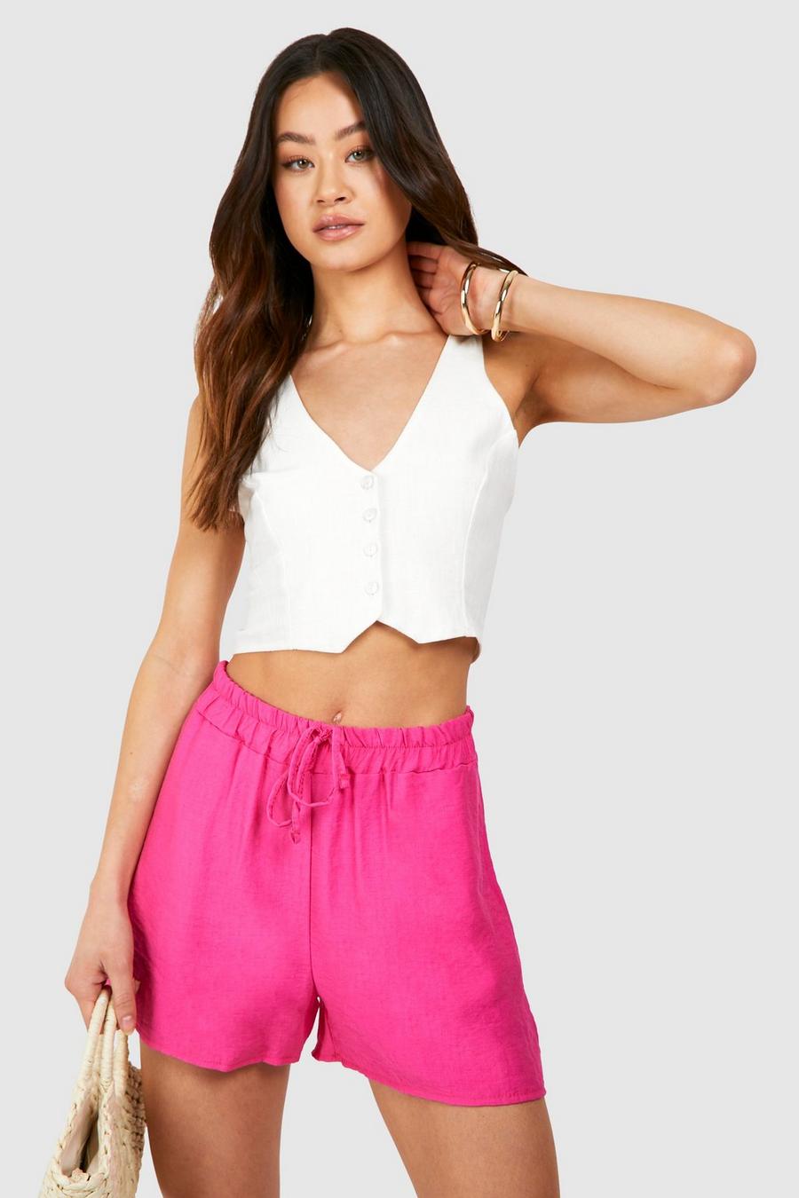 Pink Tall Woven Textured Flowy Shorts