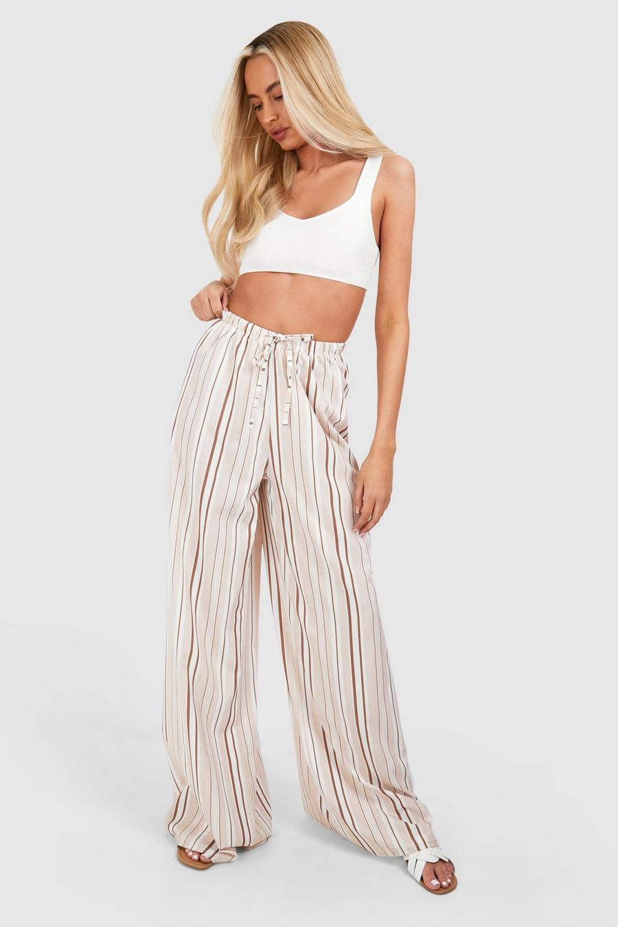 Stone Tall Woven Stripe Printed Wide Leg Pants image number 1