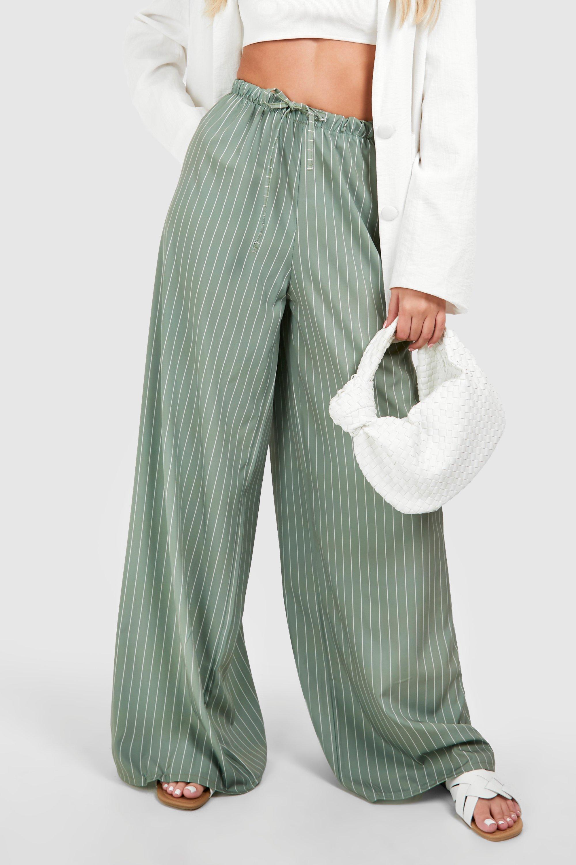 Tall Woven Stripe Printed Wide Leg Trousers