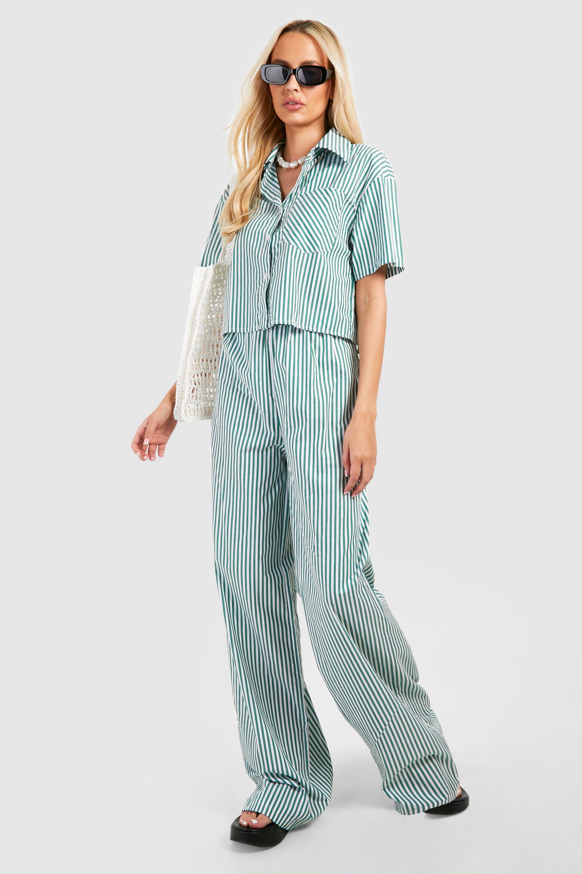 Green pinstripe pants hotsell