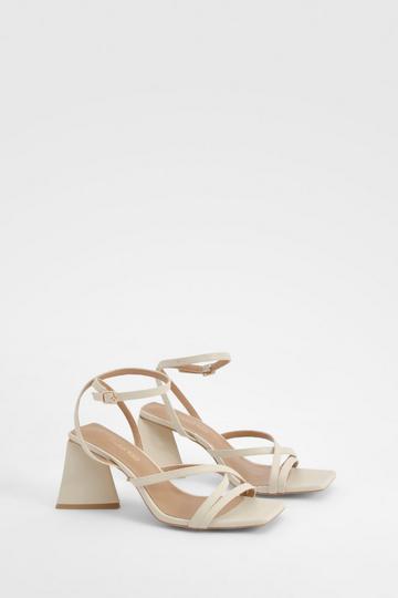 Flared Heel Crossover Sandals ecru