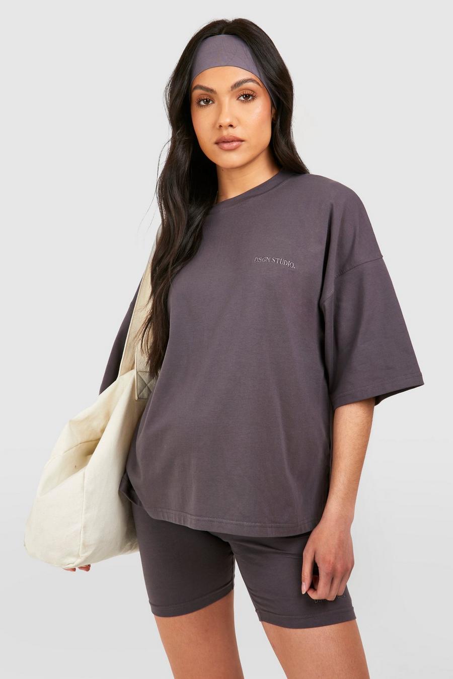 Umstandsmode Oversize T-Shirt und Radlershorts, Charcoal image number 1