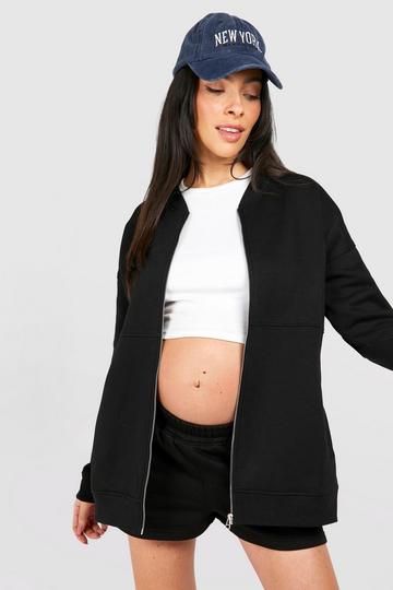 Maternity Bomber Jacket And Short Tracksuit black