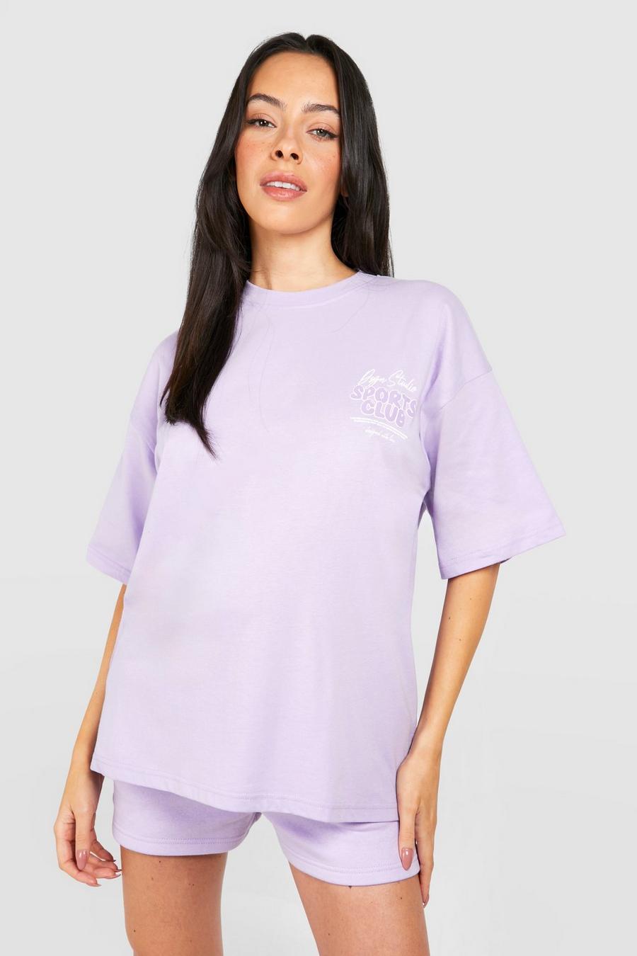 Lilac Maternity Sports Club T-shirt And Short Tracksuit  image number 1