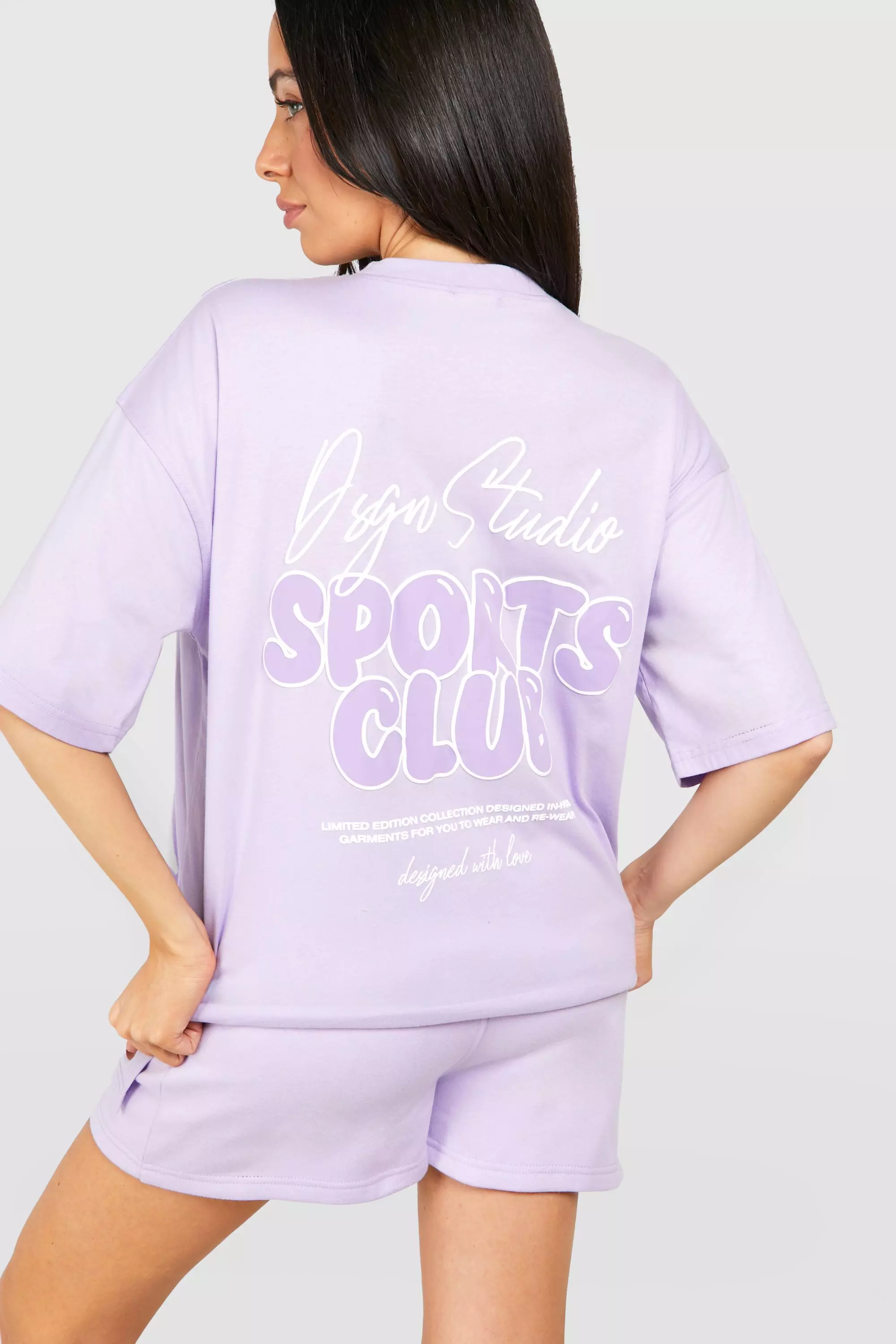 Lilac Maternity Sports Club T-shirt And Short Tracksuit  صورة بديلة
