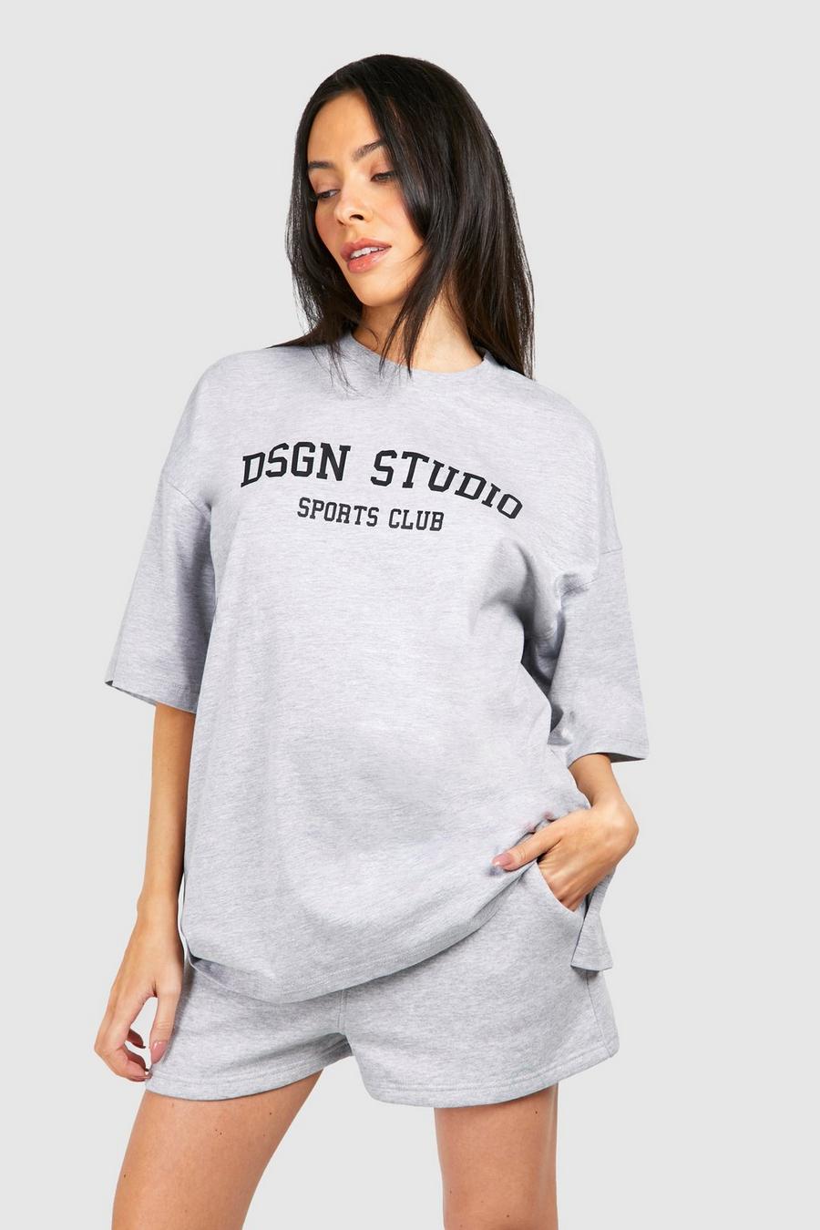 Grey marl Maternity Dsgn Studio Print Oversized T-shirt
