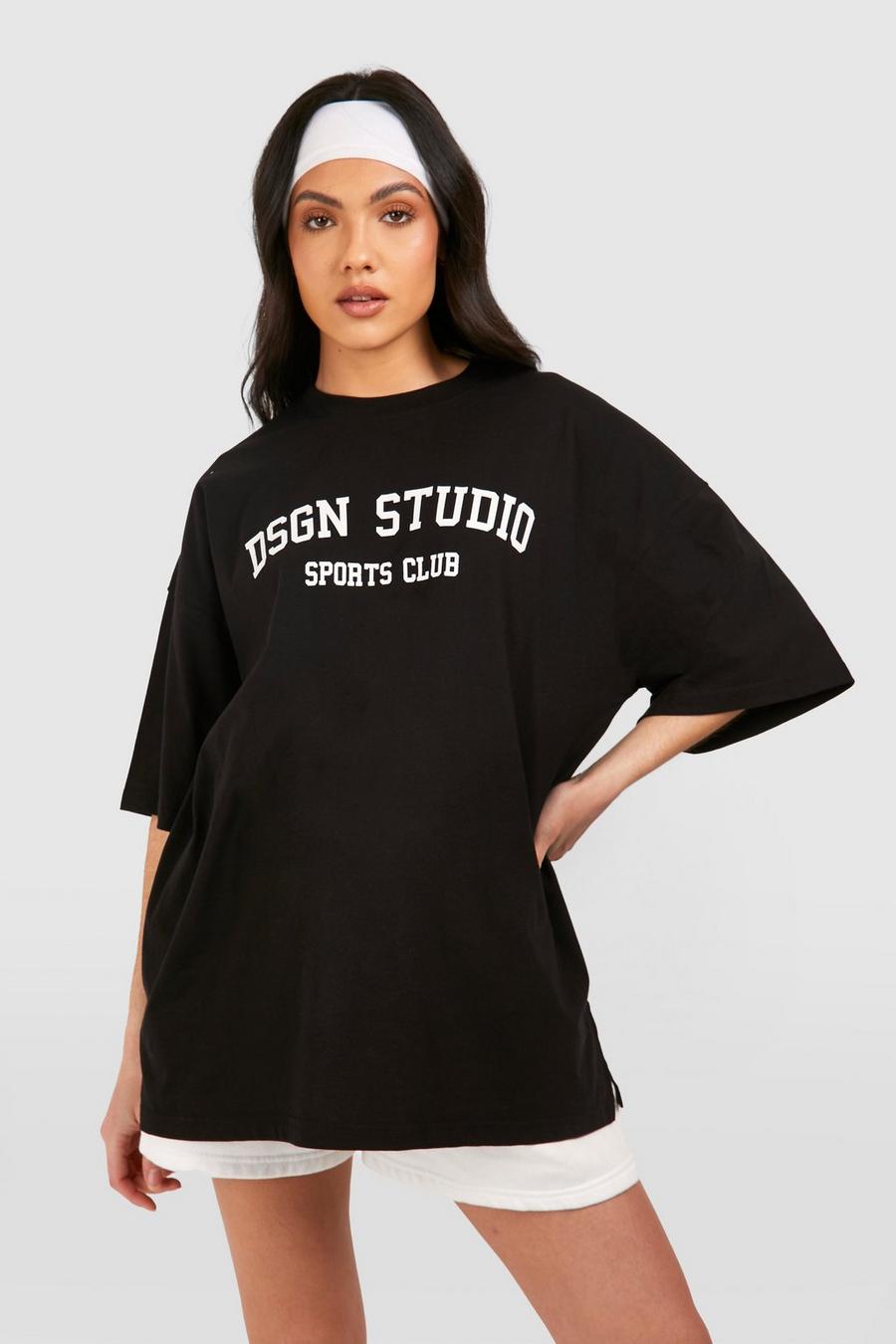 Maternité - T-shirt de grossesse oversize à slogan Dsgn Studio, Black