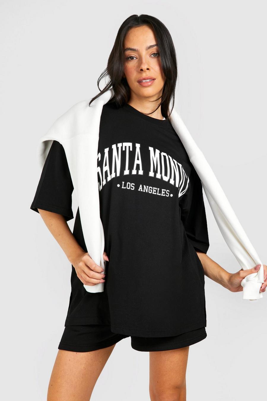 Camiseta Premamá oversize con estampado de Santa Monica, Black
