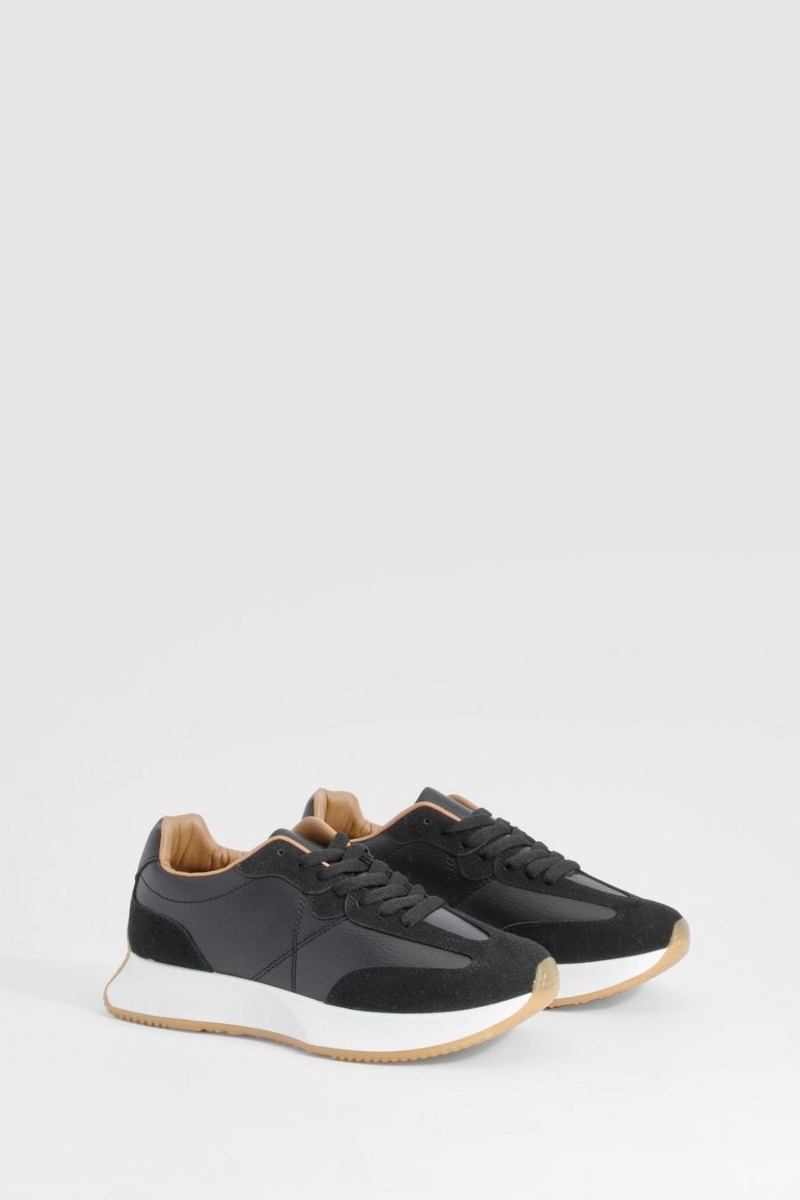 Black Chunky Panel Detail Sneakers image number 1