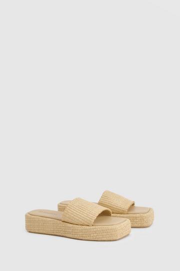 Woven Flatform Slides natural