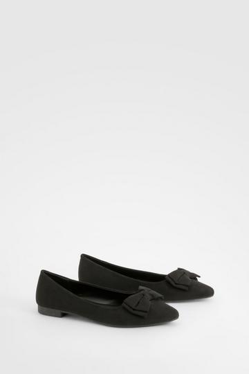 Bow Pointed Toe Ballerina black