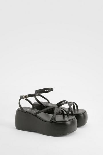 Black Strappy Cross Front Flatform