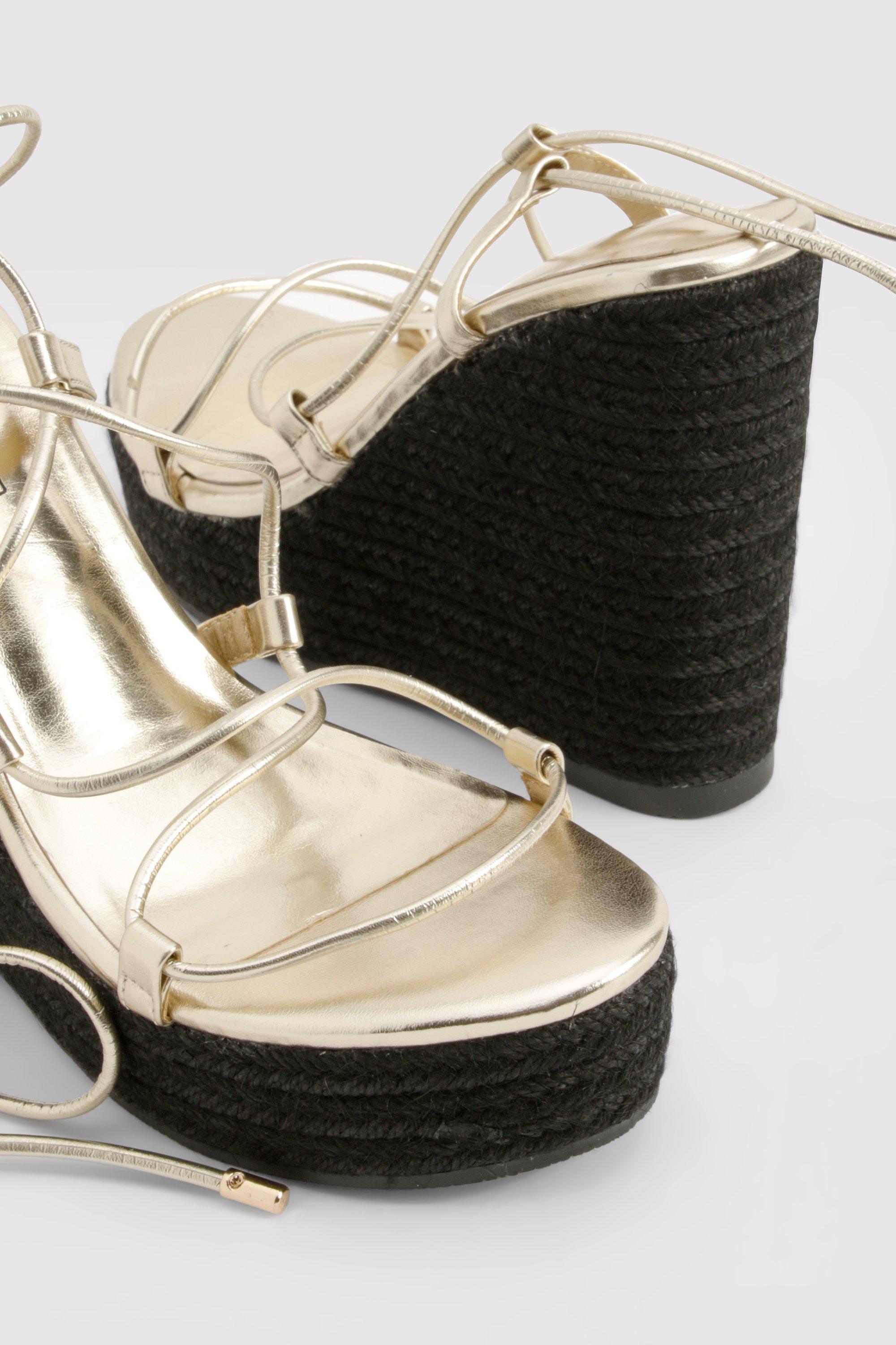 Contrast Wrap Up Gladiator Wedges boohoo UK