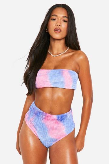 Gekreukeld Tie Dye High Waist Bikini Broekje pink