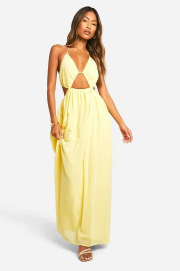 Chiffon Cut Out Maxi Dress lemon