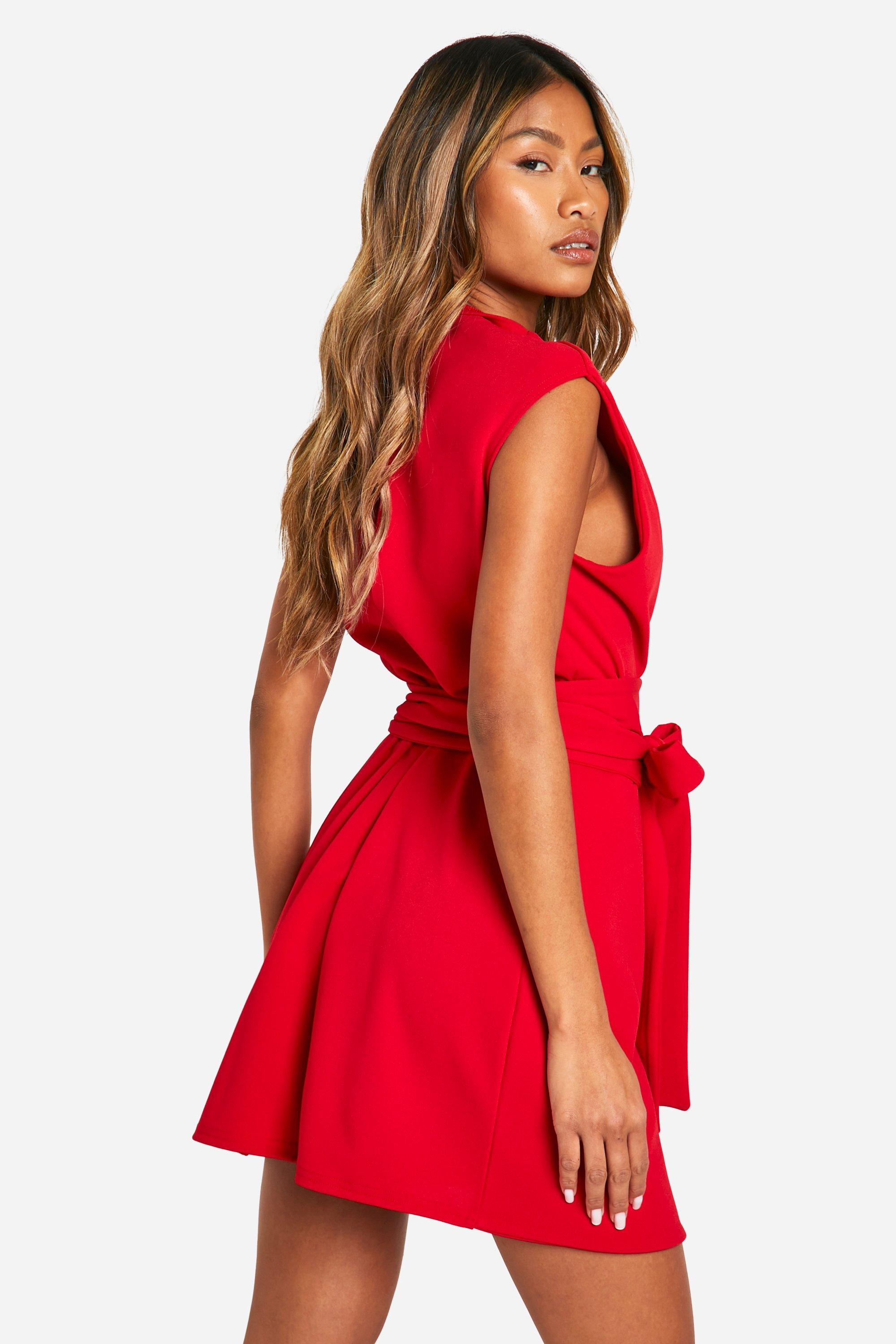Tie Waist Blazer Dress boohoo UK