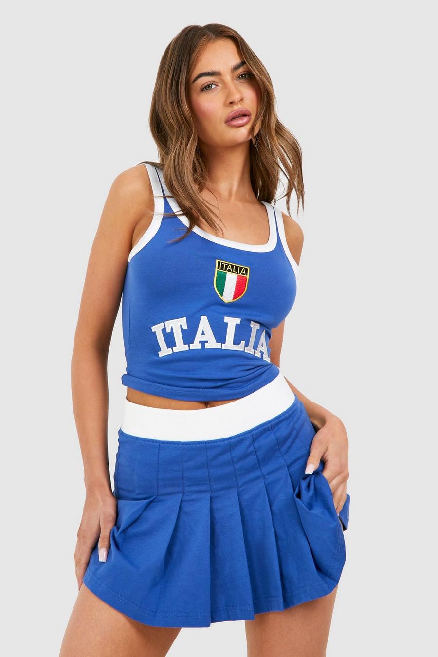 Blue Italia Set Mini Pleated Tennis Skirt
