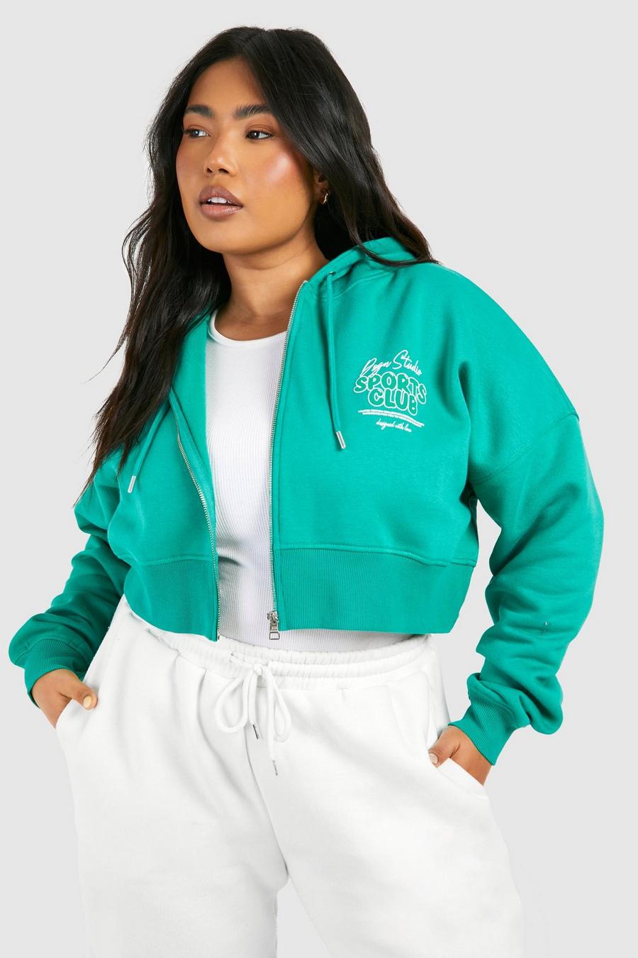 Green Plus Dsgn Studio Sports Club Kort hoodie med slogan image number 1