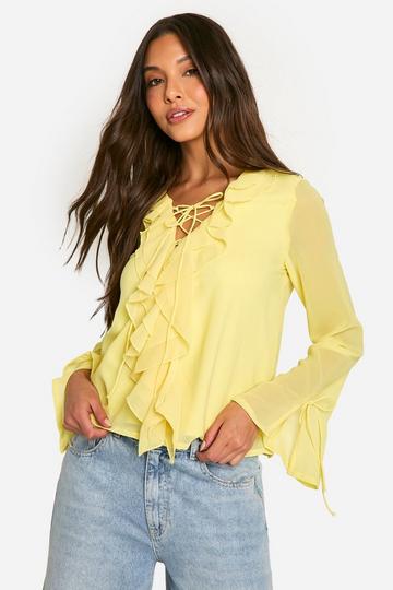 Ruffle Chiffon Blouse lemon