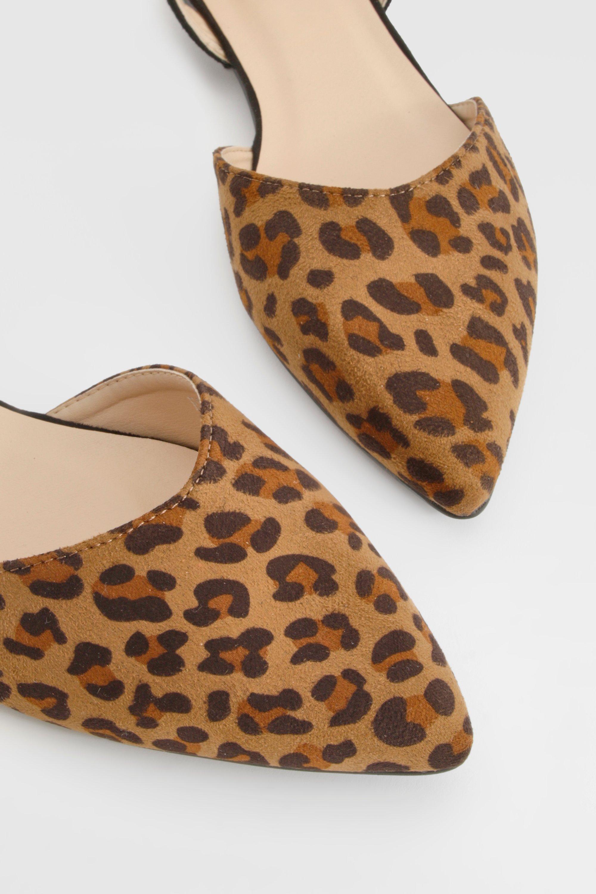 Leopard print flat shoes wide fit on sale