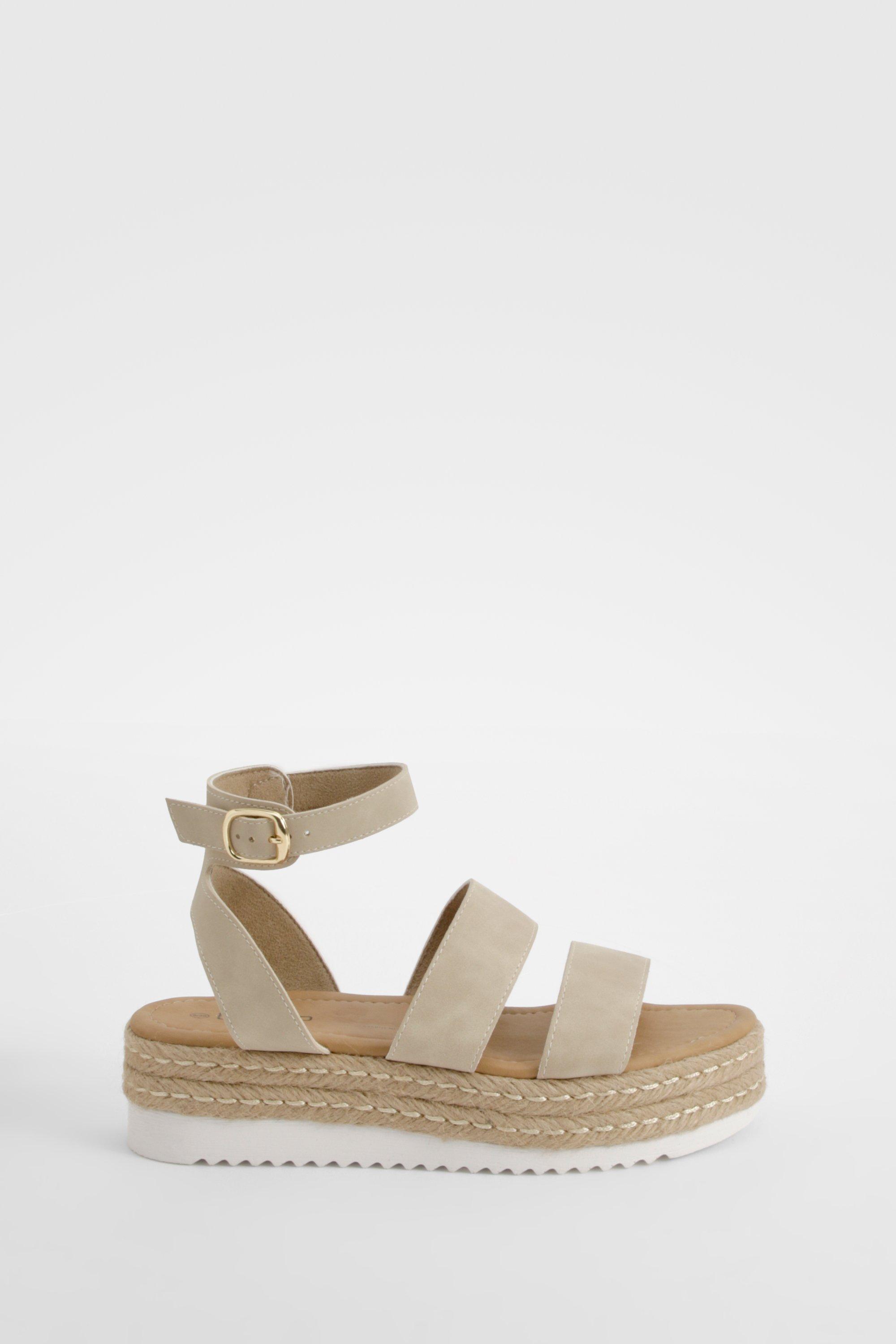 Wide Width Double Strap Flatforms boohoo USA
