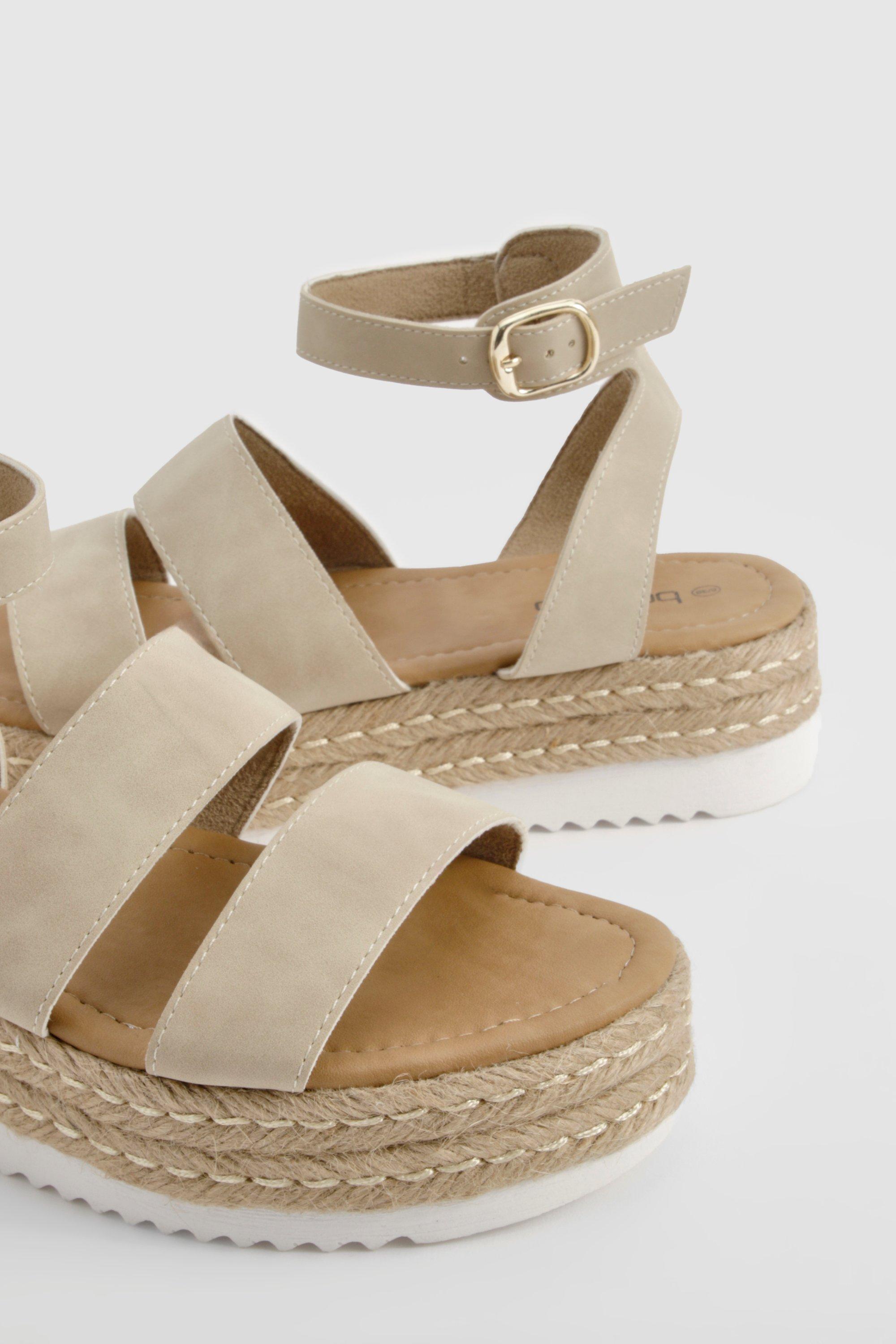 Wide Width Double Strap Flatforms boohoo USA