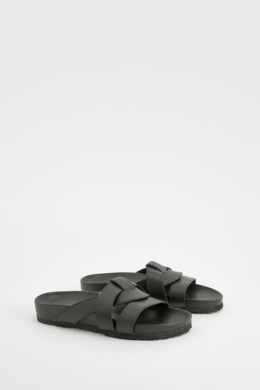 Sandalias de holgura ancha con nudo frontal, Black