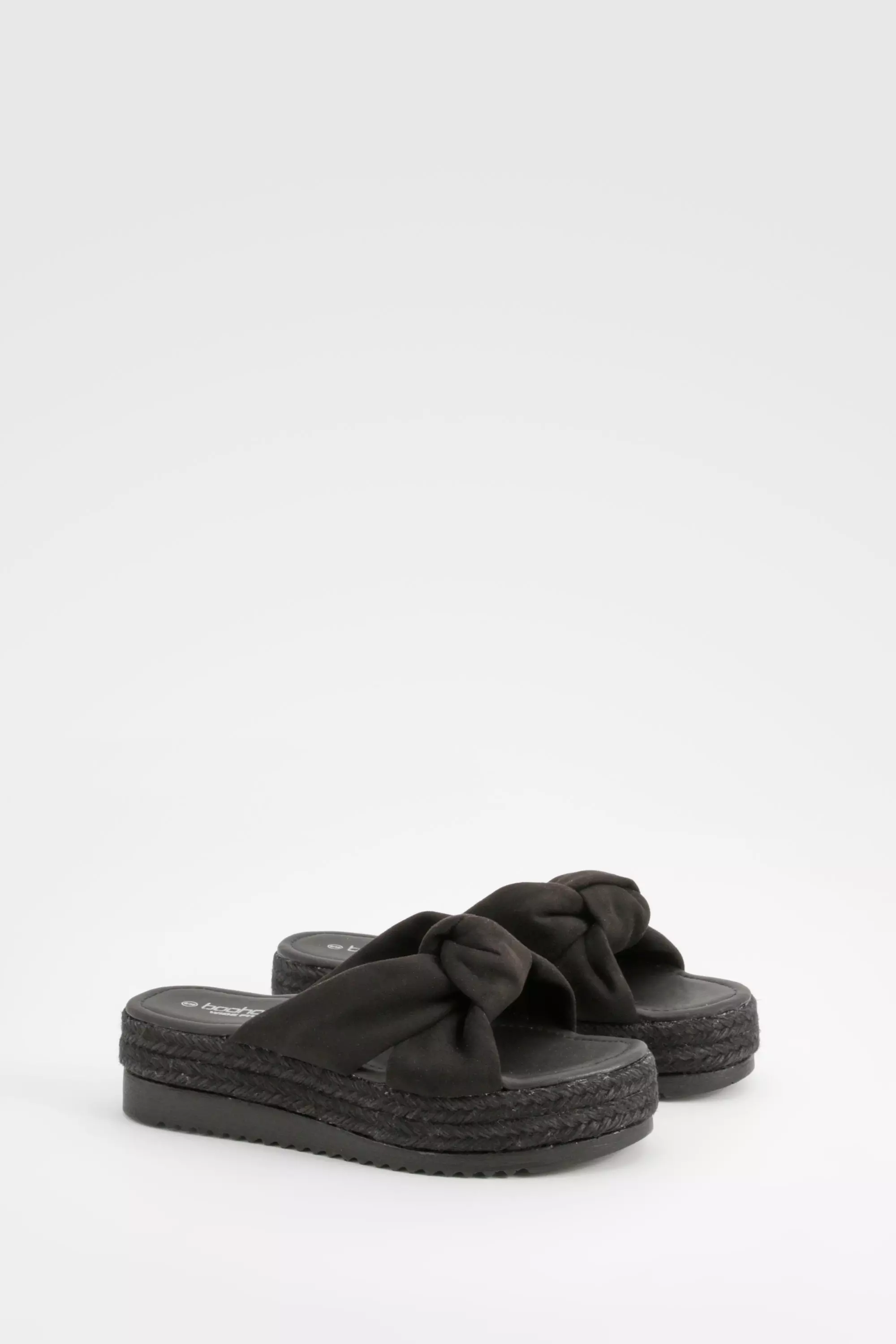 Black Wide Fit Soft Knot Flatforms alternative image