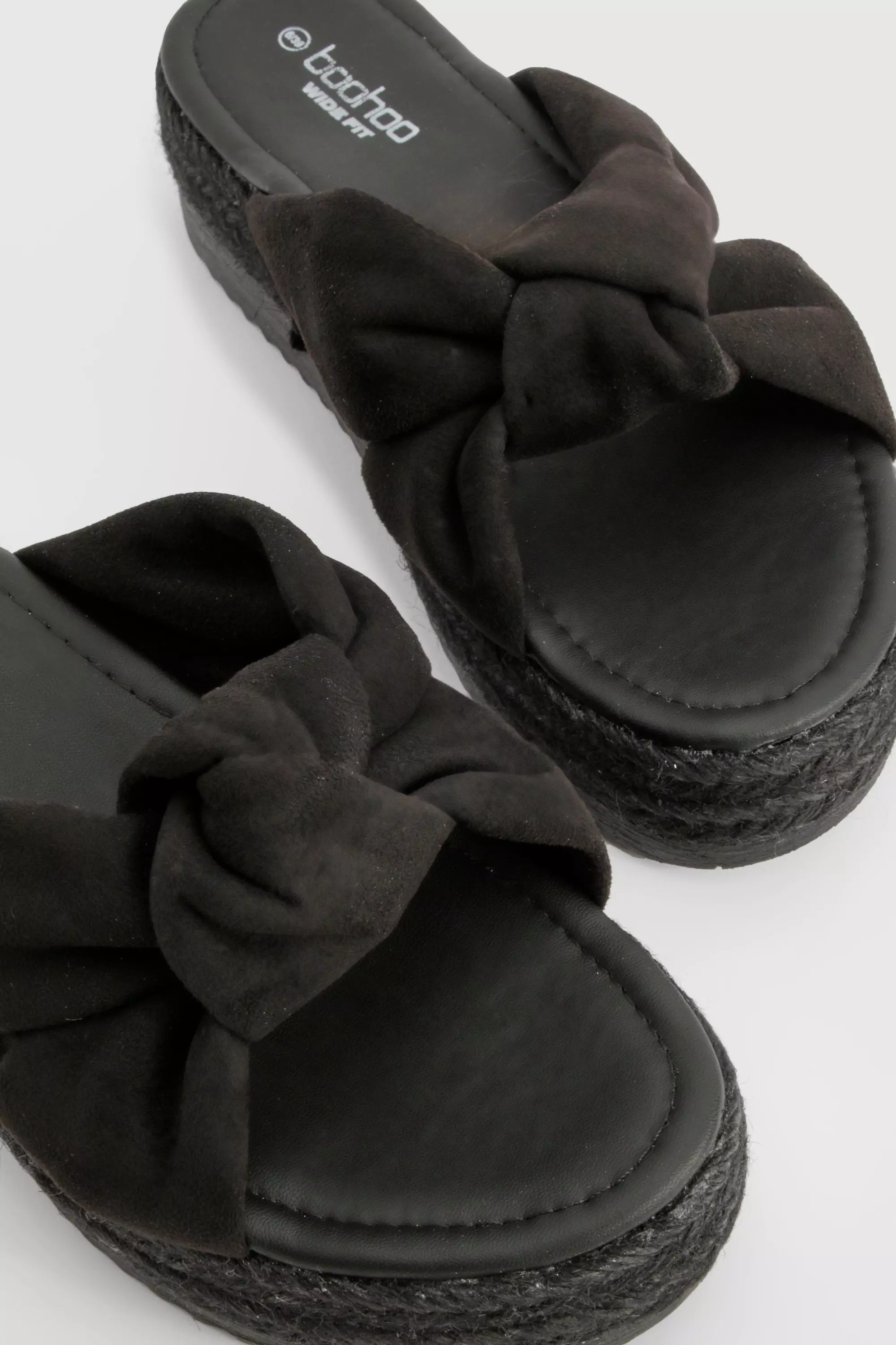 Black Wide Fit Soft Knot Flatforms alternative image