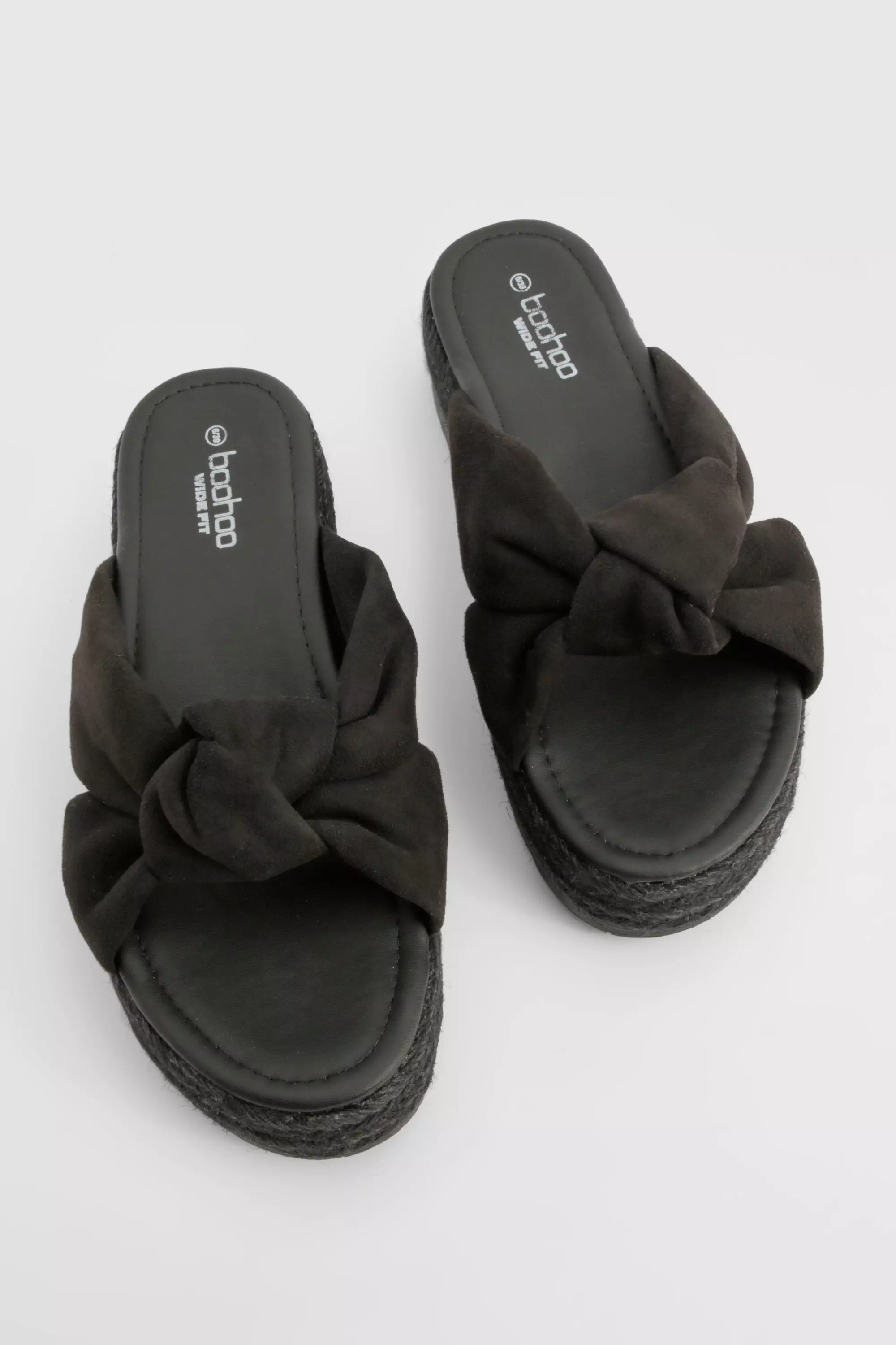 Black Wide Fit Soft Knot Flatforms alternative image