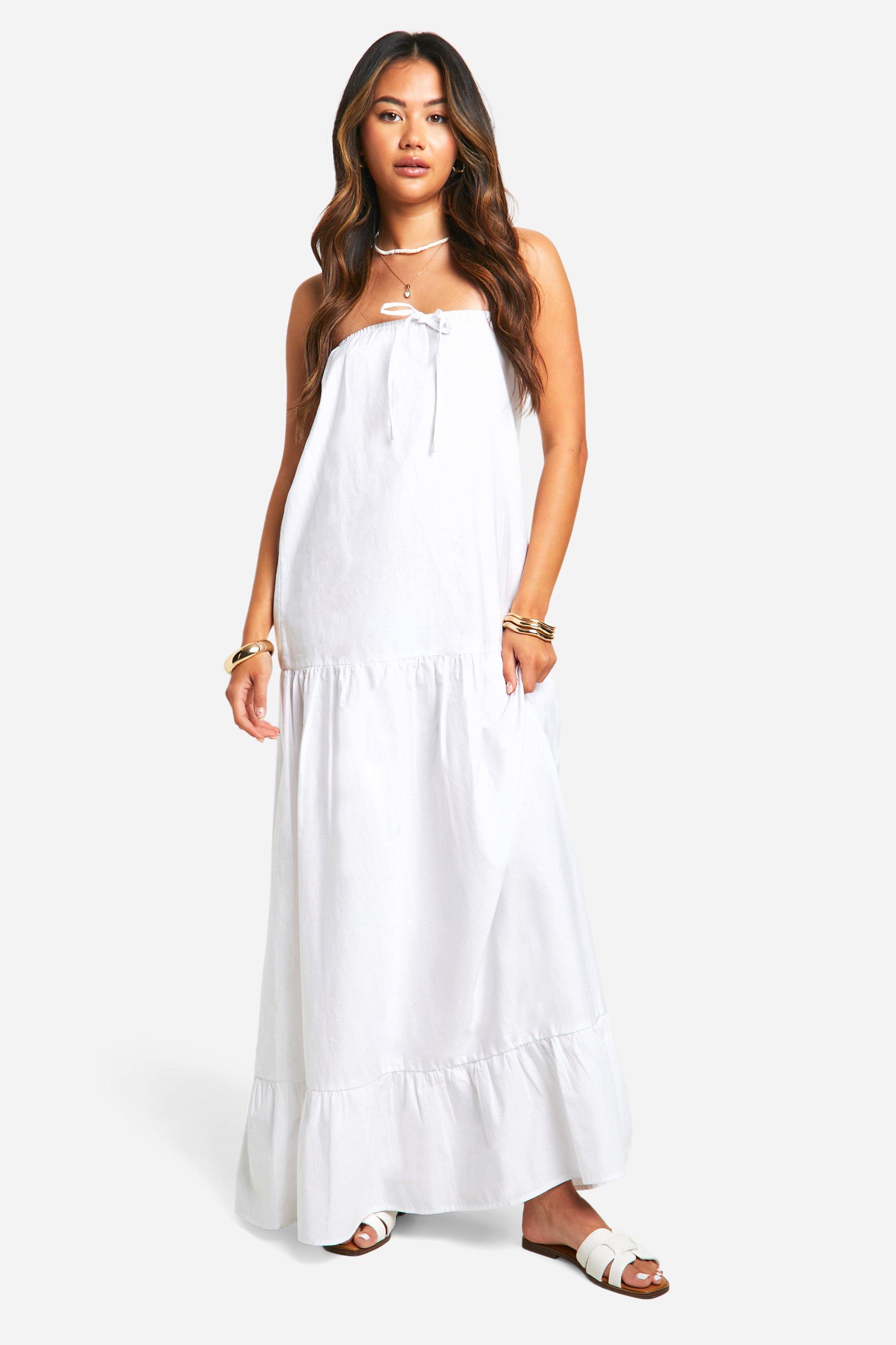 Boohoo white maxi dress online