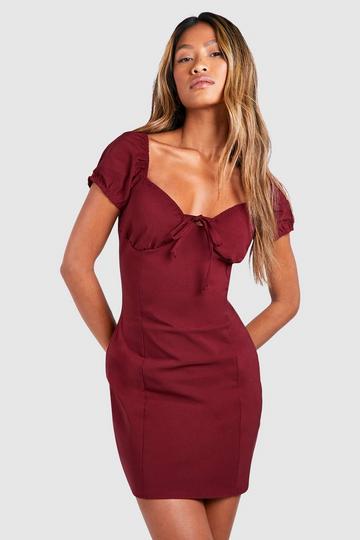 Bengaline Milkmaid Mini Dress cherry