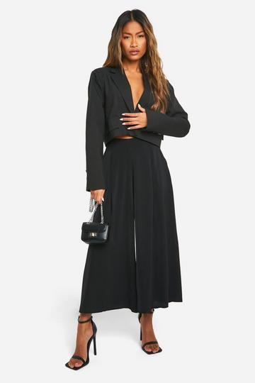 Pleated Wide Leg Culotte black