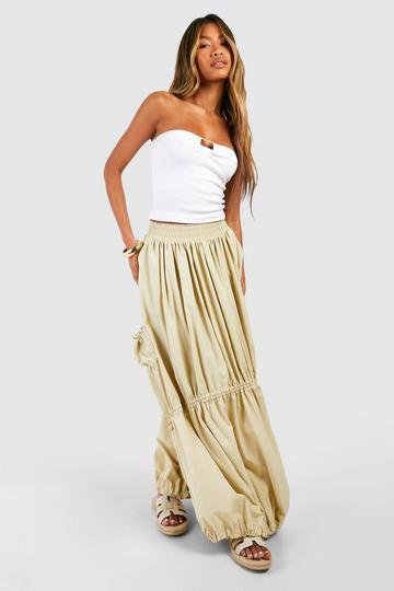 Ruched Bow Detail Maxi Skirt stone