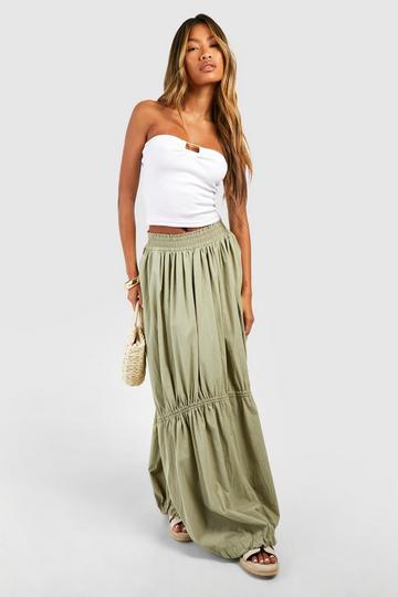 Ruched Bow Detail Maxi Skirt sage