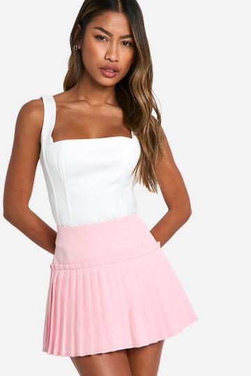 Pink Woven Pleated Mini Tennis Skirt