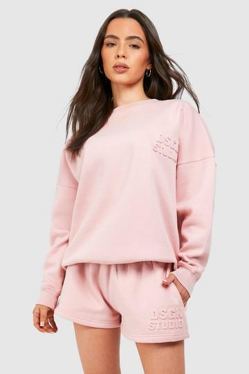 Pink Petite Dsgn Studio Debossed Short Tracksuit