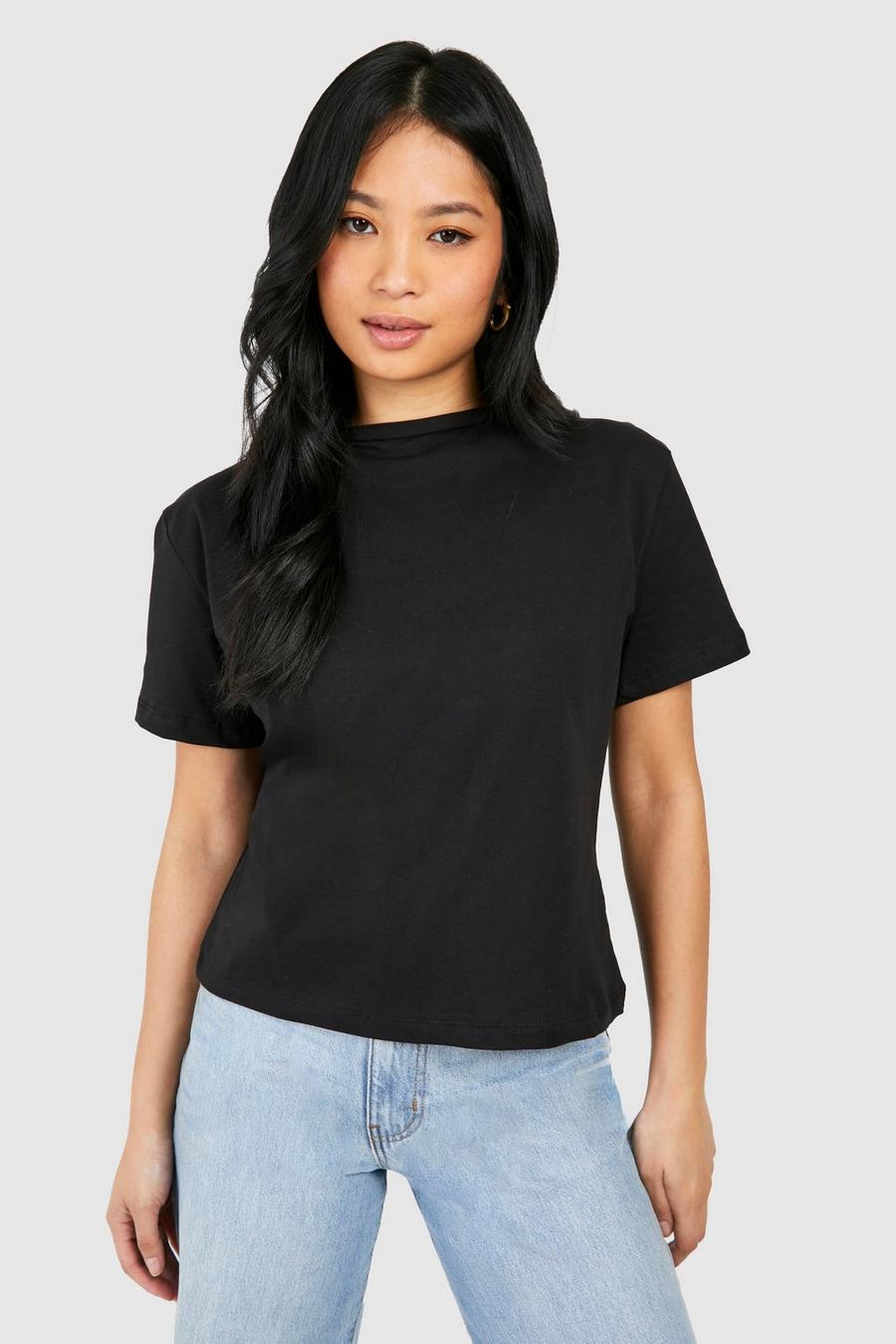 Black Petite Corset Waist T-shirt 