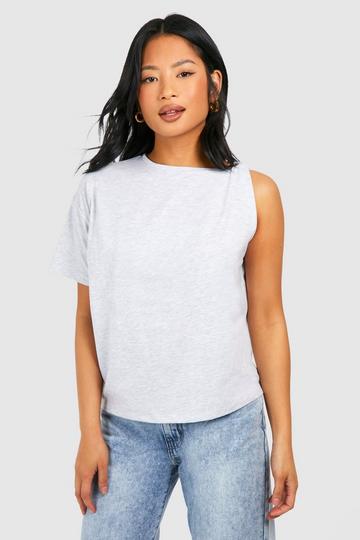 Petite Twist Shoulder T-shirt grey marl