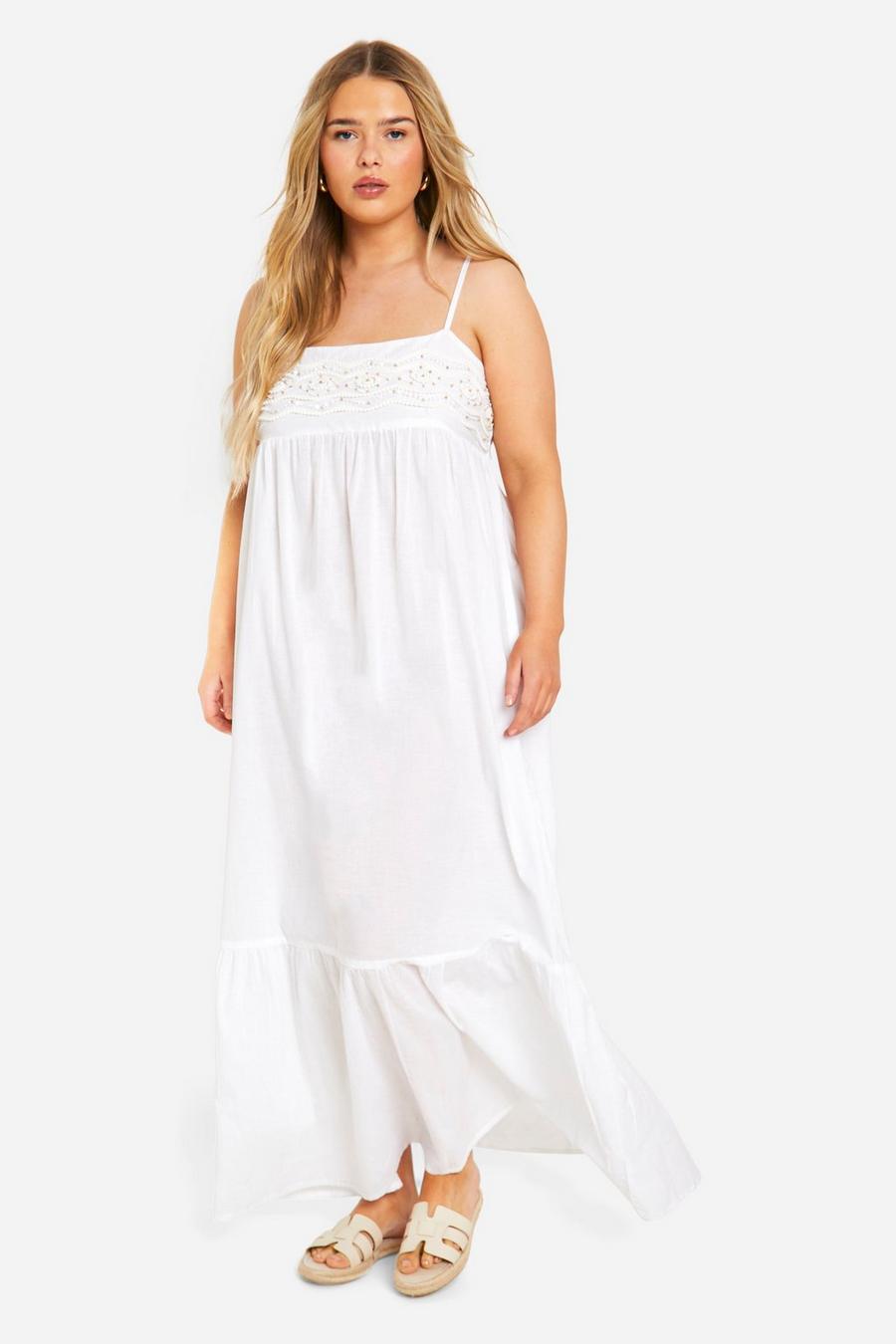 White Plus Beaded Maxi Dress